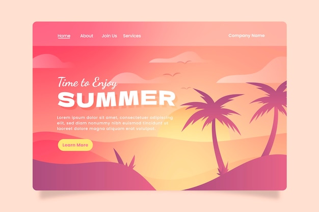 Free Vector gradient summer landing page template