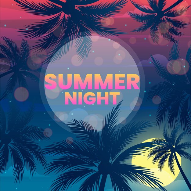 Free Vector gradient summer night illustration with palm trees