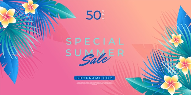 Free Vector gradient summer sale horizontal banner template