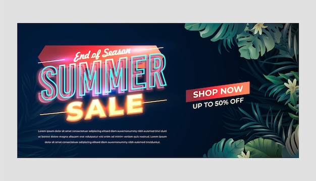 Gradient summer sale horizontal banner template