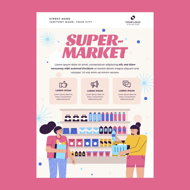 Gradient supermarket poster template