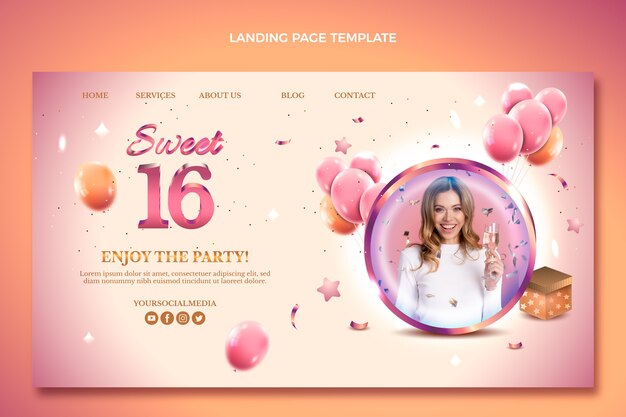 Gradient sweet 16 landing page template