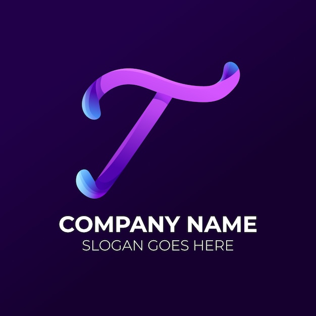 Gradient t logo template design