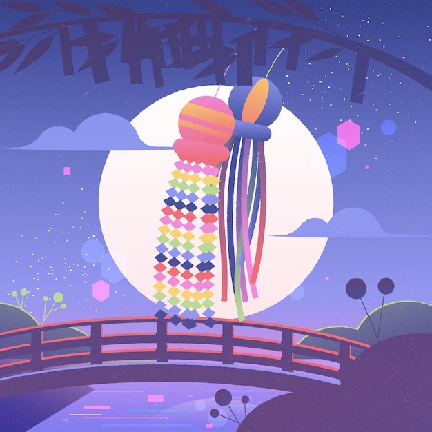 Free Vector gradient tanabata celebration illustration