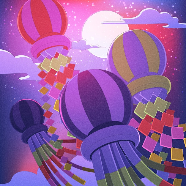 Gradient tanabata illustration with ornaments