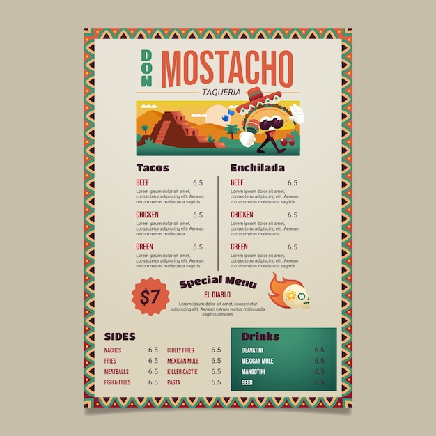 Gradient taqueria menu design