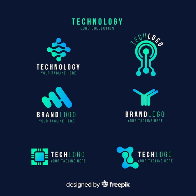 Free vector gradient technology blue logo collection