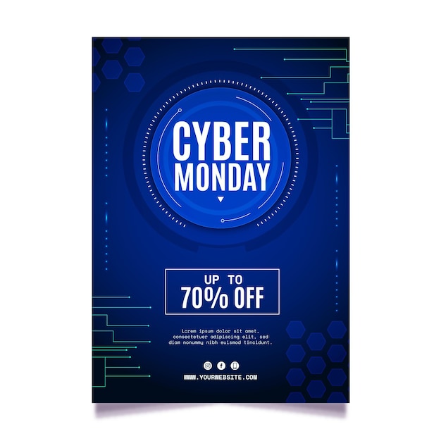 Gradient technology cyber monday vertical poster template