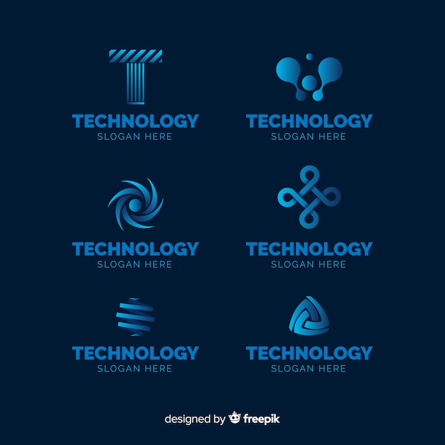 Free Vector gradient technology logo template collection