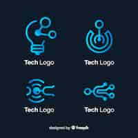 Free vector gradient technology logo template collection