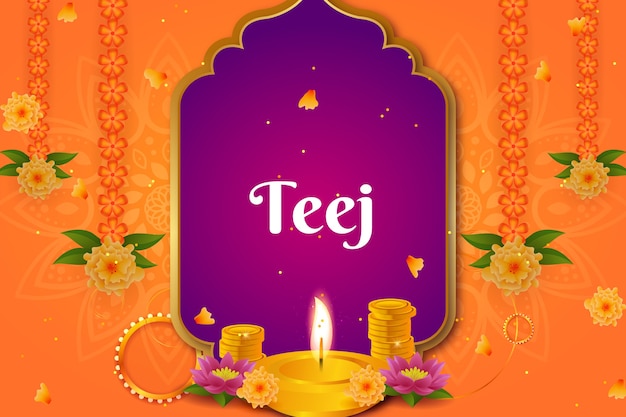 Gradient teej background with candle