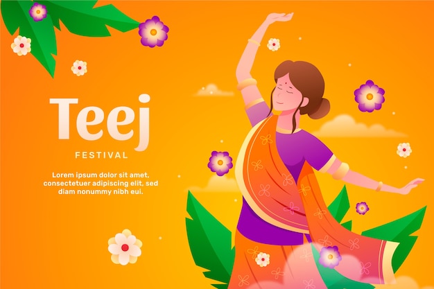 Gradient teej background with woman dancing