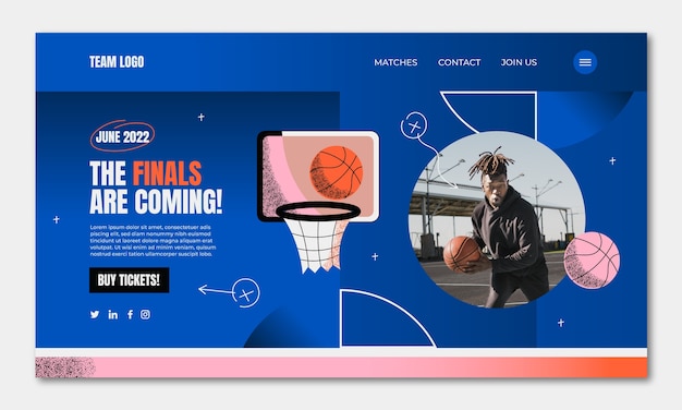 Free vector gradient texture basketball landing page