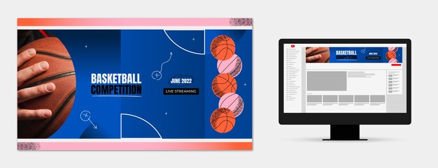 Gradient texture basketball youtube channel art