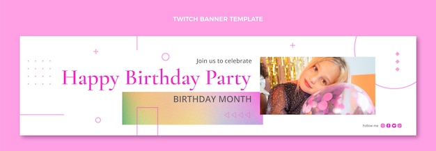 Free Vector gradient texture birthday twitch banner