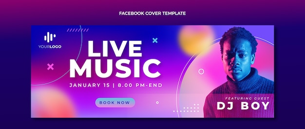 Gradient texture music festival facebook cover