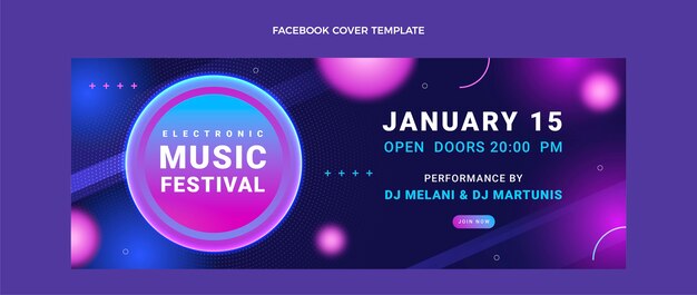 Gradient texture music festival facebook cover