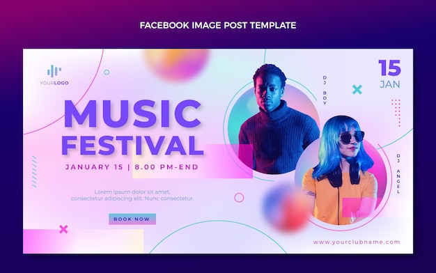 Gradient texture music festival facebook post