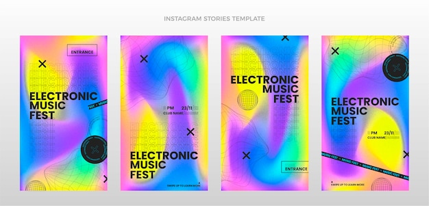 Free Vector gradient texture music festival instagram stories