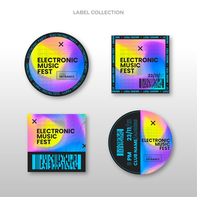 Free Vector gradient texture music festival labels