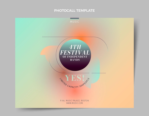 Gradient texture music festival photocall template