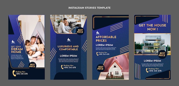 Free Vector gradient texture real estate instagram stories