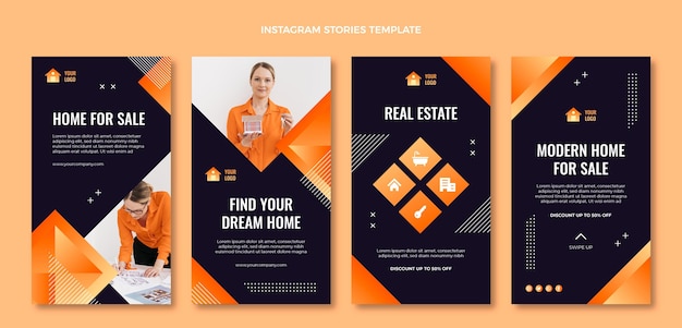 Free Vector gradient texture real estate instagram stories