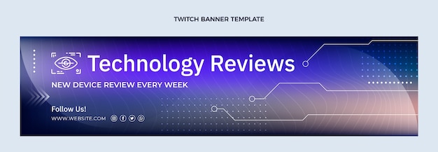 Free Vector gradient texture technology twitch banner