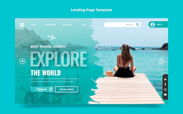 Gradient texture travel agency landing page