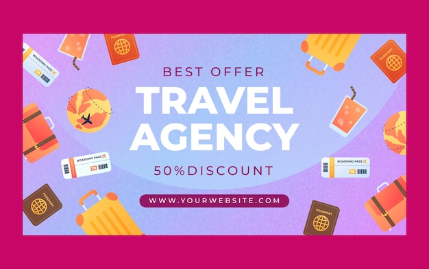 Gradient texture travel agency social media post template