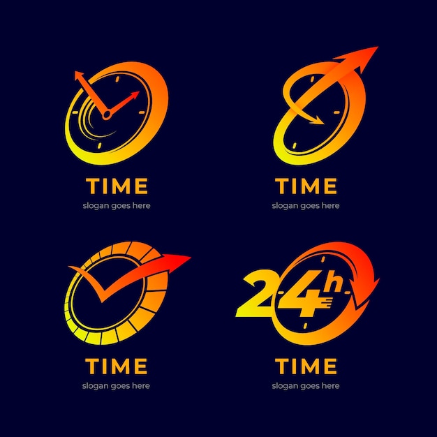 Free vector gradient time logo collection