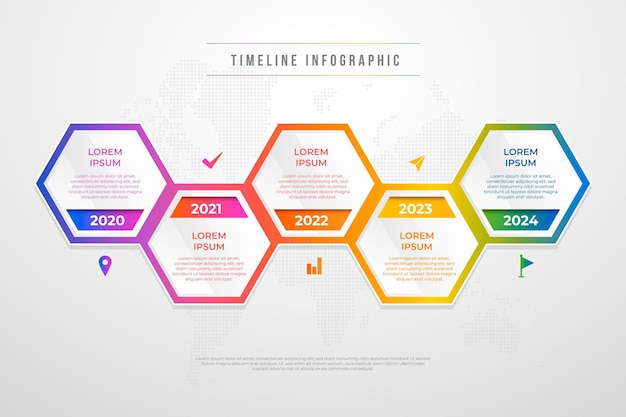 Gradient timeline colorful infographic