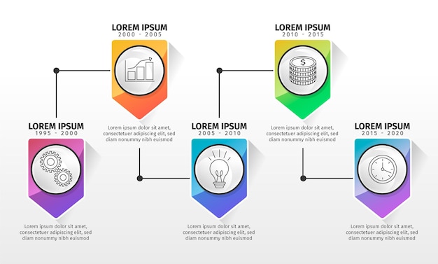 Gradient timeline infographic in different colors