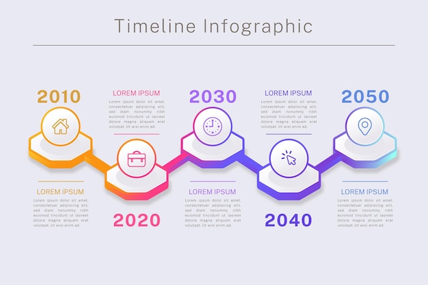 Gradient timeline infographic in different colors