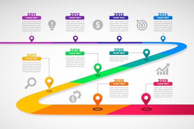 Gradient timeline infographic