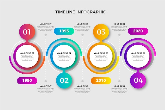 Gradient timeline with numbers