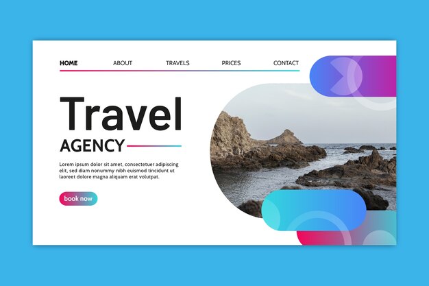 Gradient travel agency design template