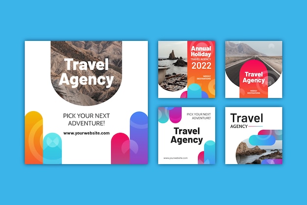 Gradient travel agency design template