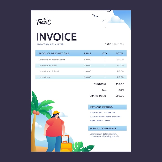 Gradient travel agency invoice