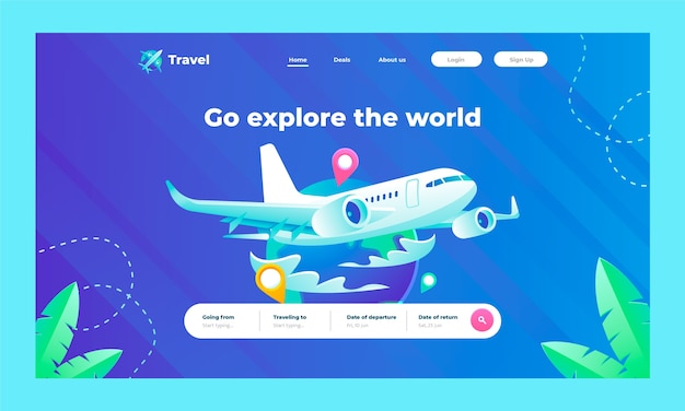 Gradient travel agency landing page