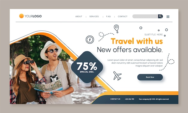 Gradient travel concept landing page