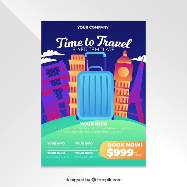 Gradient travel flyer template