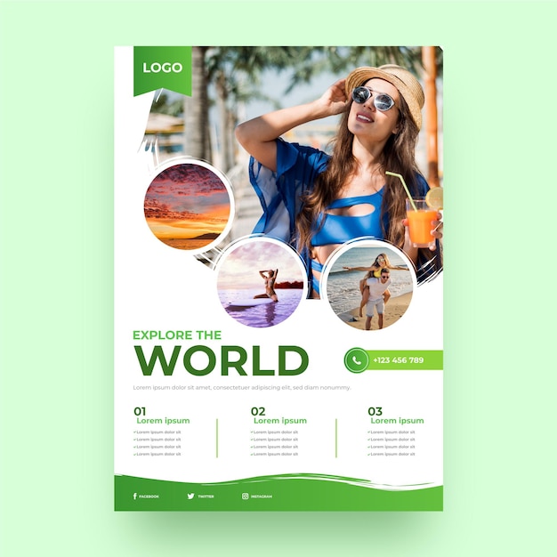 Free Vector gradient travel flyer template