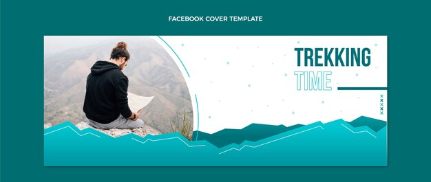 Gradient trekking facebook cover template