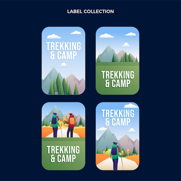 Gradient trekking labels and badges