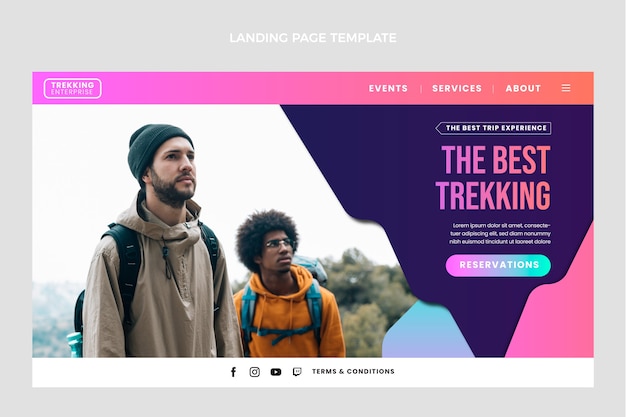 Gradient trekking landing page template