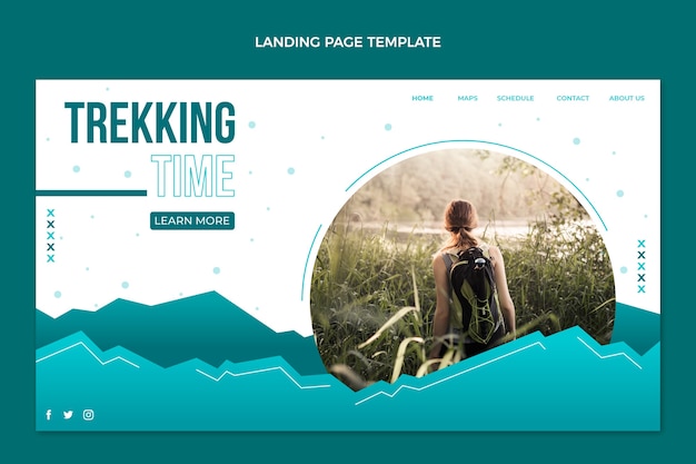 Gradient trekking landing page template