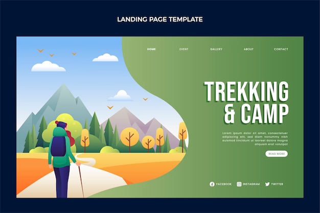 Free Vector gradient trekking landing page