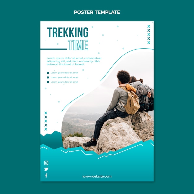 Gradient trekking poster template