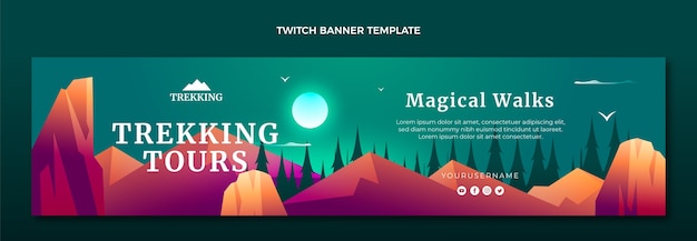 Free Vector gradient trekking twitch banner